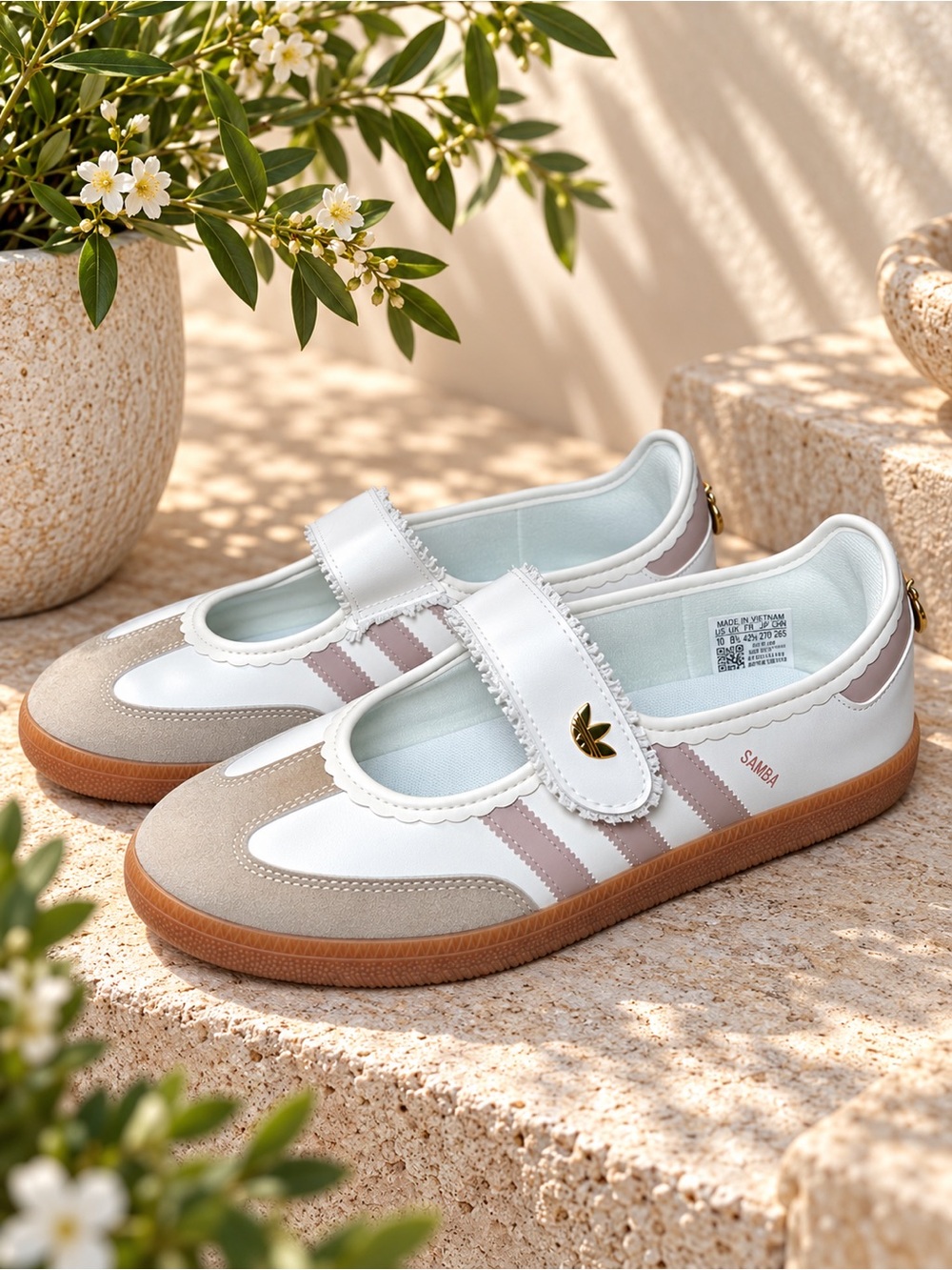 Adidas Samba Jane Ruffle Pack KH6230 White Pink Gum Women’s 10 NWOB